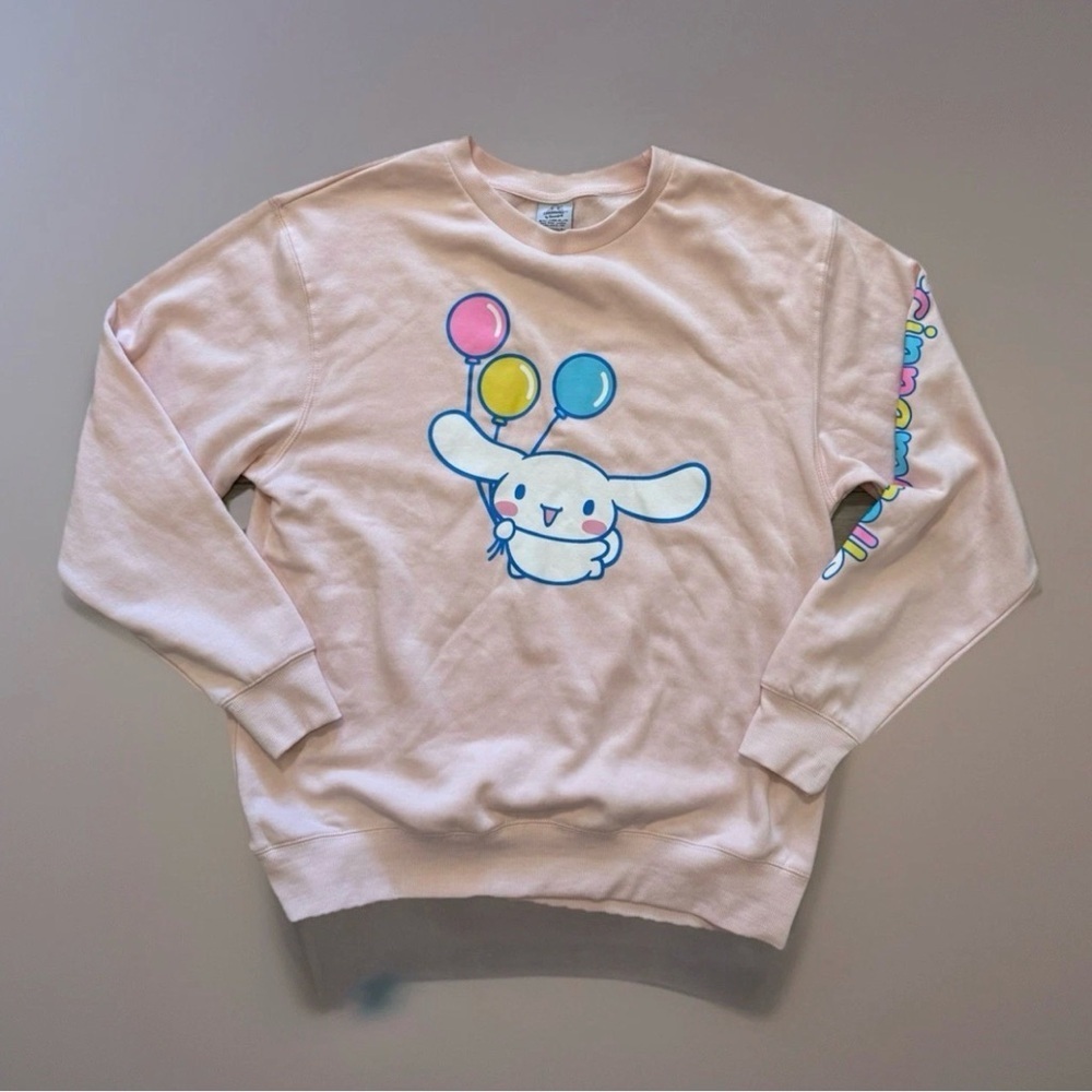Sanrio Sweatshirt CINNAMOROLL Hello Kitty Sz L Pink Bioworld Top Womens Shirt